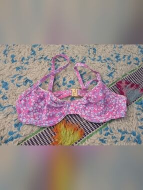 KuLani Kinis Ditsy Pink Floral Underwire Bikini Top